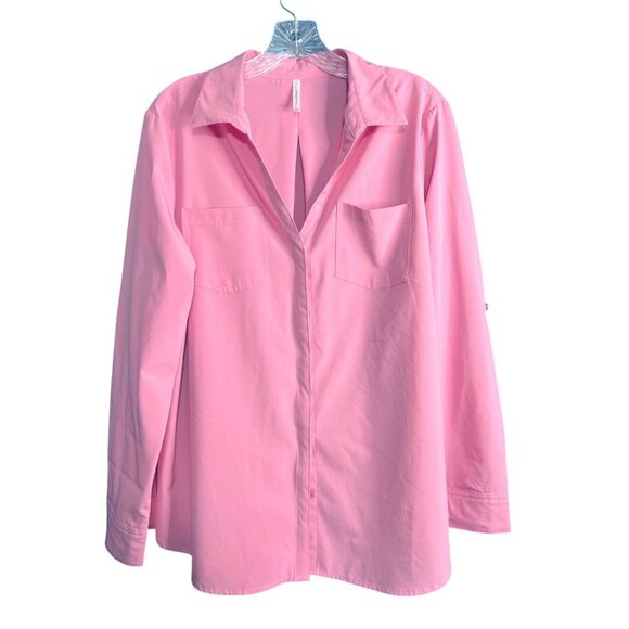 Passports Pink Button Down Shirt Modal Size L - Picture 1 of 6